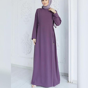 Robe longue islamique solide pour femmes musulmanes traditionnelles Cardigan ouvert à la mode Vintage Silhouette droite robe modeste pour adultes - Product Image 6