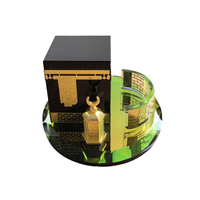 Décorations créatives de l'Aïd Ensemble de trois pièces de la Kaaba ronde minimaliste moderne Ornement décoratif en cristal souvenir de voyage en Arabie saoudite