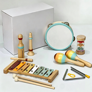 Ensemble d'instruments de percussion en bois en gros avec xylophone, tambourin, piccolo, flûte et tube sonore pour l'éducation musicale et le jeu des enfants - Product Image 2