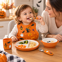 Ensemble d'alimentation pour bébé en silicone personnalisé OEM avec plusieurs motifs et couleurs pour la vente en gros