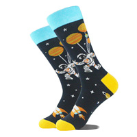 Original Vente en gros Personnalisé Drôle Coloré Cool Mode Robe Hommes Mode Robe Espace alien Art Fusée Équipage Unisexe Chaussettes pour Hommes