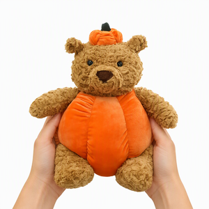Ours en peluche Halloween Citrouille Kawaii à poils bouclés, animal en peluche doux et mignon en costume de citrouille pour cadeau et décoration - Product Image 2