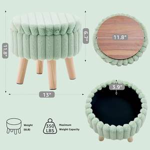 Peluş Faux kürk sandıklı tabure cabrio sehpa gizli depolama organizatör oturma odası yatak odası dekoru çıkarılabilir tepsi ile - Product Image 3