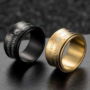 Cross-border hot-selling retro Taiyi Golden Light Mantra stainless steel ring, Tai Chi Bagua Yin Yang diagram ring jewelry whole - Product Image 2