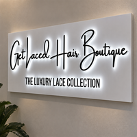 Structure de panneau arrière élégante de haute qualité avec effet halo rétroéclairé, logo et design personnalisés, idéale pour les entreprises de beauté