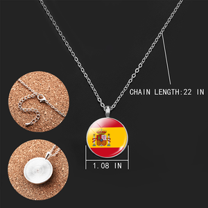 Collar con colgante de cabujón de cúpula de cristal con diseño de bandera de país, cadena de eslabones, collar de bandera nacional - Product Image 2