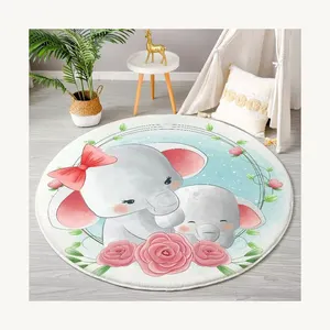 Multi pattern pink rabbit wearing fresh flowers traditional craftsmanship modern style blue inner ring Chinese carpet