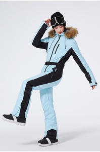 Combinaison <span class=keywords><strong>de</strong></span> <span class=keywords><strong>ski</strong></span> d'hiver pour femme, respirante, écologique, isolée, coupe ajustée, imperméable, coupe-vent, à capuche, avec fermeture éclair - Product Image 4