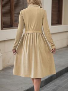 Nuovo Abito <span class=keywords><strong>Midi</strong></span> in Maglia Stile Coreano Autunno Inverno, Casual, Semplice, con Collo a Lupetto e Maniche Lunghe - Product Image 4