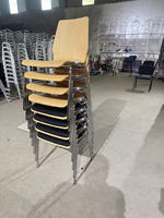 Chaise de conférence en contreplaqué courbé avec cadre chromé, chaise de banquet pour formation