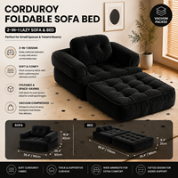 Ensemble de canapé-lit modulaire pliable personnalisé en velours côtelé, rembourré en éponge, compressé sous vide, chaise de sol tatami pour petit appartement