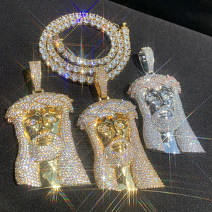 Collana con Ciondolo Personalizzato Gesù Cristianismo Hip Hop, Placcata Oro 18k con Zirconi, Gioielli alla Moda per Uomo - Product Image 1