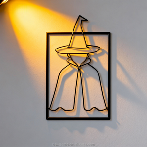 Modern Farmhouse Minimalist <strong>Wire</strong> Witch Iron <strong>Wall</strong> Decal Round <strong>Art</strong> Ornament for Christmas &amp; Chinese New Year Home Decor - Product Image 4