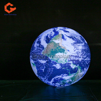 Ballon de Terre Gonflable à Éclairage LED Ballon Globe de Terre Hélium Accrocher Planète Terre Gonflable pour Décoration