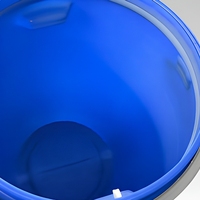 Seau en plastique JYP 25L HDPE bleu avec estampage doré, écologique, de qualité alimentaire, recyclable, hermétique, pour l'eau, avec anneaux en fer