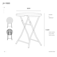 Table haute ronde pliable en plastique de 2,66 pieds, table à cocktails