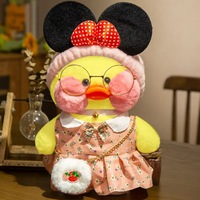 Boneka Lalafanfan Cafe Mimi Duck, Mainan Boneka Lucu dan Lembut, Pakaian Dapat Dilepas, Pita, Pereda Stres, Dapat Dicuci, Hadiah Ulang Tahun Anak