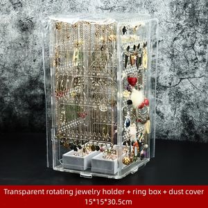 5 couches 360 degrés rotatif grande capacité commode support 360 rotatif Transparent noir boucles <span class=keywords><strong>d</strong></span>'oreilles collier support de rangement - Product Image 5