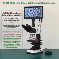 Microscopio Biológico Trinocular SCIEDU S300T-500A con Pantalla de 9 Pulgadas, Soporte USB, Luz LED, Pantalla Todo en Uno, para Agricultura