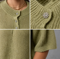 Personnalisé à manches courtes col rond Mohair Cardigan décontracté lâche couleur unie bouton Mohair court tricoté Mohair Cardigan