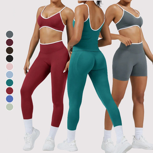 <span class=keywords><strong>Conjunto</strong></span> de Yoga de 4 Piezas con Logotipo Personalizado, Top de Yoga de Secado Rápido, Leggings con Espalda Cruzada, <span class=keywords><strong>Conjunto</strong></span> Deportivo Transpirable para <span class=keywords><strong>Mujer</strong></span> - Product Image 1
