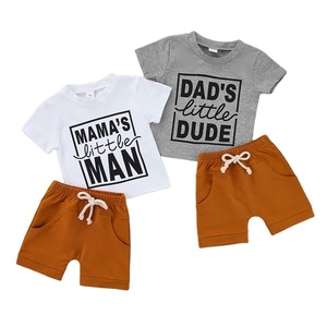 Ensembles de vêtements pour bébés garçons RTS, vêtements d'été pour nourrissons, vêtements pour tout-petits avec lettres imprimées, prêts à être expédiés - Product Image 1