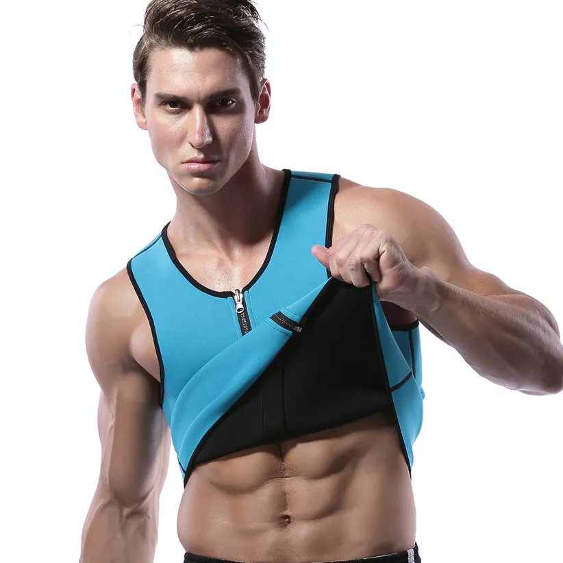 Pinsen atacado sol modelador de cintura masculino, colete de treino, neoprene, espartilho, modelador de corpo, zíper, regata, camisa de treino