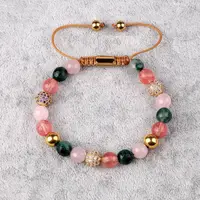 New unique gemstone design multi natural stone beads macrame bracelet women