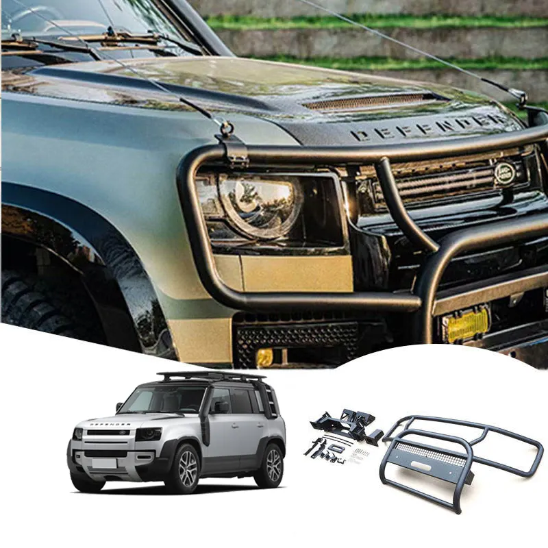 Guarda Bar Peças Automotivas Frente Do Carro Touro Bumper Bar Proteger para land rover defender Amortecedor Dianteiro com suporte do guincho 2022 2023