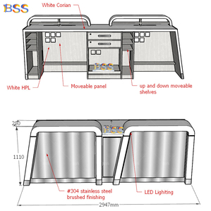 Mostrador <span class=keywords><strong>de</strong></span> Recepción Personalizado <span class=keywords><strong>de</strong></span> Corian y Acero Inoxidable para Hertz Car Rent, Mostrador <span class=keywords><strong>de</strong></span> Información Moderno para <span class=keywords><strong>Aeropuerto</strong></span>, Mostrador <span class=keywords><strong>de</strong></span> Recepción Moderno en Venta - Product Image 2
