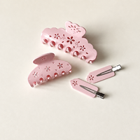 Pince à cheveux personnalisée en acétate français, grande pince à cheveux à motif floral ajouré, pince à cheveux douce couleur gelato pastel pour le quotidien printemps-été