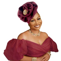 Bonnet Sutra Cetak Sablon Unik Nigeria, Motif Bunga Etnik, Satin Berkualitas Tinggi, Model Terbaru untuk Wanita Afrika, Dapat Disesuaikan, Grosir