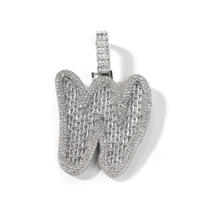 Collier pendentif en laiton plaqué or pour homme, style hip-hop, avec chaîne en corde, lettres en cuivre et zircon, idéal pour cadeau de fête, création de laboratoire