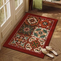 Tapis en PVC à motif floral vert, antidérapant, avec support en caoutchouc, durable, grattoir à chaussures, tapis de sol pour la maison, la porte d'entrée, le couloir