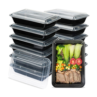 Récipient alimentaire en plastique jetable Boîte à lunch en plastique gris imprimé personnalisé Boîte à lunch en plastique Pp
