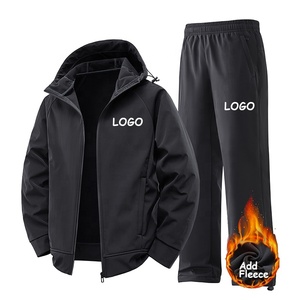 Giacca a vento in tessuto Softshell in pile di Nylon con Logo personalizzato giacca e <span class=keywords><strong>pantaloni</strong></span> in due pezzi Set giacca a vento con cappuccio da <span class=keywords><strong>uomo</strong></span> - Product Image 1
