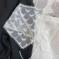 Nouveau Foulard Triangle en Dentelle et Tulle Brodé de Fleurs pour Femme, Bandana Respirant pour Fille