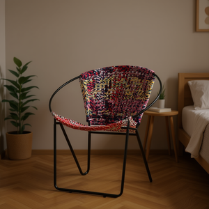 Multicolor Chindi Fabric <b>Circle</b> <b>Chair</b> Bedroom Furniture Model D0100HE7VHY - Product Image 2