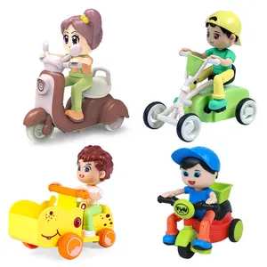 Samtoy 4PCS幼儿教育360旋转塑料小回力车儿童摩擦玩具车