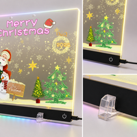 Tableau d'affichage lumineux transfrontalier en PVC pour Noël, effaçable à sec, avec 6 couleurs LED néon, activé par le toucher, support pour ornement