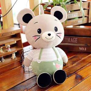 Cute Mouse Bear Plush Dolls with Bow Tie Embroidered New Year Gift for Children Soft Cotton <strong>Fabric</strong> That Lights ODM Customizable