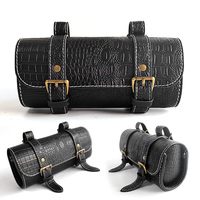MJMOTO Mini sac à outils de moto en cuir de qualité rétro imprimé crocodile Sac de moto étanche Sac de selle de moto résistant à l'usure