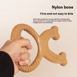 Durable indestructible perro masticar juguetes carne sabor Nylon no tóxico interactivo Limpieza de dientes promueve la salud <span class=keywords><strong>Dental</strong></span> para - Product Image 3
