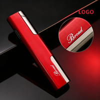 BROAD BD265-B Briquet électronique coupe-vent en métal au butane - Design moderne pour cadeaux d'affaires