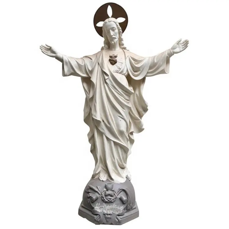 Western religious white antique cultured marble Jesus Christ sculpture