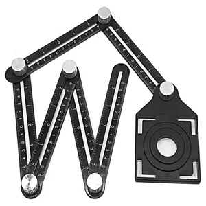 Multi Angle Tool Six-Sided Universal Tile Holes Measure Ruler with 5-Holes Positioning Apertures Aluminum Alloy Measurement