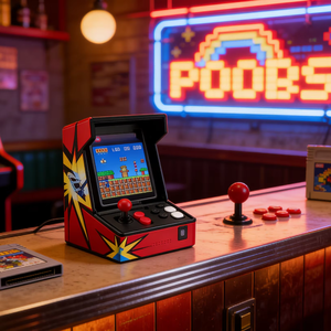 เครื่องเล่นเกมอาร์เคดขนาดเล็กแบบคลาสสิก 8 บิต ดีไซน์พกพาสะดวกสำหรับการพกพาและจัดเก็บ - Product Image 1