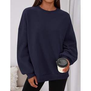 เสื้อสเวตเตอร์แบบสวมหัวแขนยาวสำหรับผู้หญิงเสื้อฟลีซแบบสวมหัวมีฮู้ดขนาดใหญ่พิเศษ2025ฤดูใบไม้ร่วงฤดูหนาว - Product Image 4