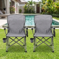 Chaise de camping robuste, lot de 2, avec sac de transport, pour adultes, pliable, portable, luxe, grand dossier haut, avec porte-gobelet