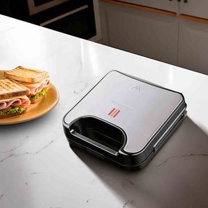 Grill à sandwich San-Multing 850W en acier inoxydable avec 3 plaques amovibles pour faire des toasts et des gaufres - Product Image 4